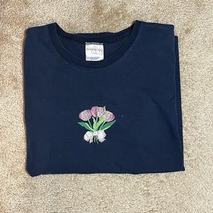 Vintage Embroided Flower XXL Shirt
